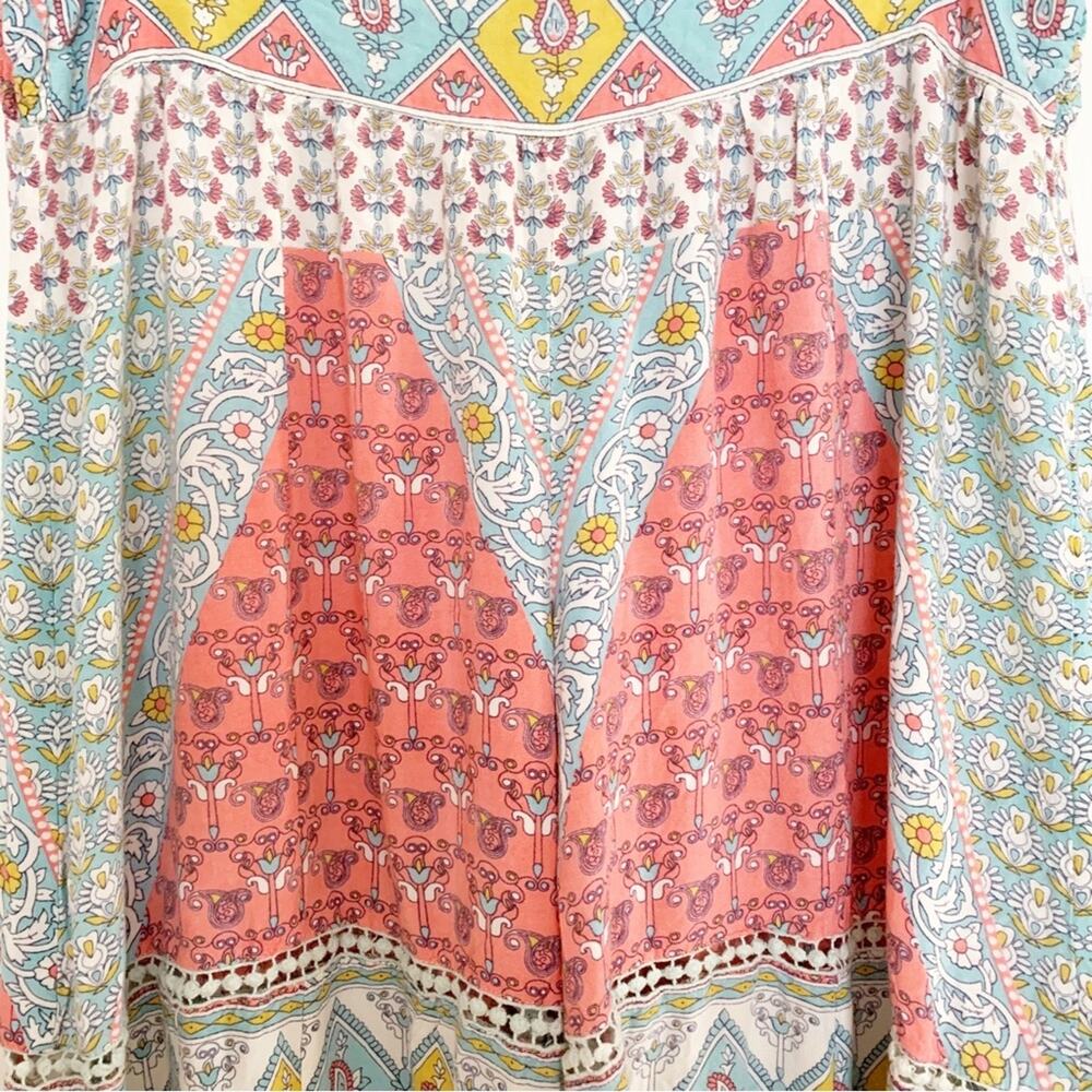 Z&L Europe Pastel Mixed Media Print Boho Cropped Palazzo Pants Large - Picture 6 of 7